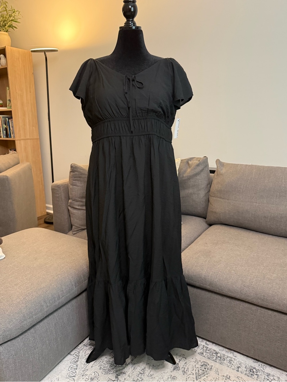 Nine West Black Maxi Dress with Tie Neck